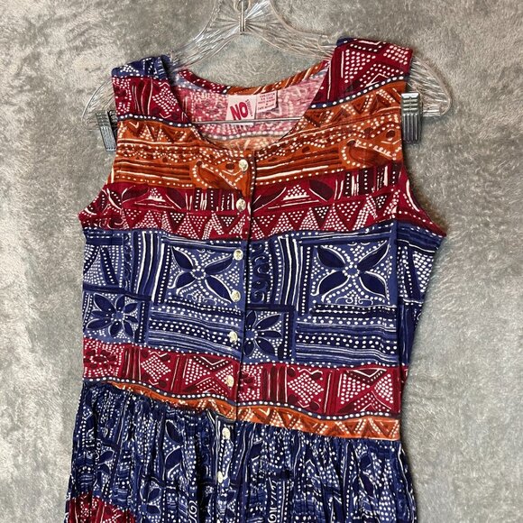 Vtg No Boundaries Women Colorful Rainbow Southwestern Tribal Maxi Shirt Dress M - Picture 3 of 12
